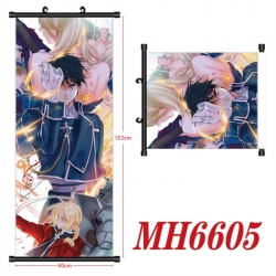 Fullmetal Alchemist Anime black Plastic rod Cloth painting Wall Scroll 40X102CM