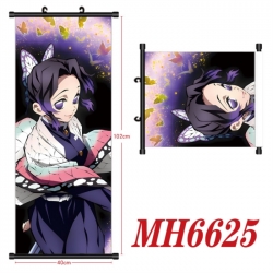 Demon Slayer Kimets Anime black Plastic rod Cloth painting Wall Scroll 40X102CM