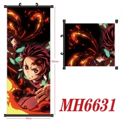 Demon Slayer Kimets Anime black Plastic rod Cloth painting Wall Scroll 40X102CM