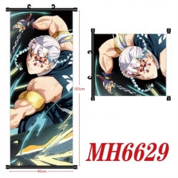 Demon Slayer Kimets Anime black Plastic rod Cloth painting Wall Scroll 40X102CM