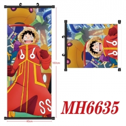 One Piece Anime black Plastic rod Cloth painting Wall Scroll 40X102CM