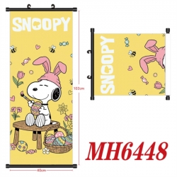 snoopy Anime black Plastic rod Cloth painting Wall Scroll 40X102CM