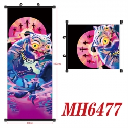 K-Pop Demon Hunters Anime black Plastic rod Cloth painting Wall Scroll 40X102CM