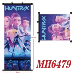 K-Pop Demon Hunters Anime black Plastic rod Cloth painting Wall Scroll 40X102CM