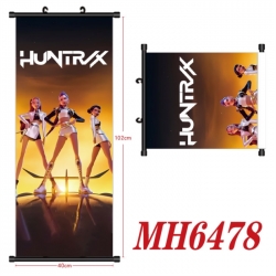 K-Pop Demon Hunters Anime black Plastic rod Cloth painting Wall Scroll 40X102CM