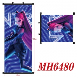 K-Pop Demon Hunters Anime black Plastic rod Cloth painting Wall Scroll 40X102CM