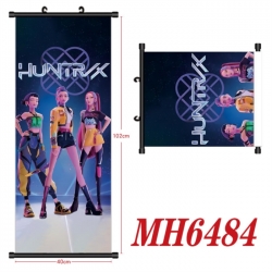 K-Pop Demon Hunters Anime black Plastic rod Cloth painting Wall Scroll 40X102CM