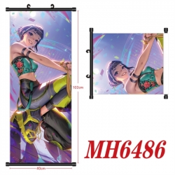 K-Pop Demon Hunters Anime black Plastic rod Cloth painting Wall Scroll 40X102CM