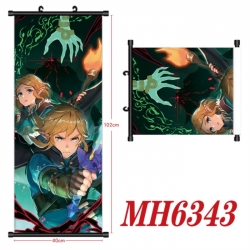 The Legend of Zelda Anime black Plastic rod Cloth painting Wall Scroll 40X102CM
