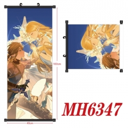 The Legend of Zelda Anime black Plastic rod Cloth painting Wall Scroll 40X102CM