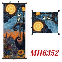 The Nightmare Before Christmas Anime black Plastic rod Cloth painting Wall Scroll 40X102CM