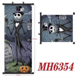 The Nightmare Before Christmas Anime black Plastic rod Cloth painting Wall Scroll 40X102CM