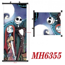 The Nightmare Before Christmas Anime black Plastic rod Cloth painting Wall Scroll 40X102CM