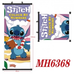 Lilo & Stitch Anime black Plastic rod Cloth painting Wall Scroll 40X102CM