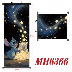 Lilo & Stitch Anime black Plastic rod Cloth painting Wall Scroll 40X102CM