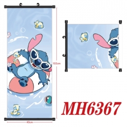Lilo & Stitch Anime black Plastic rod Cloth painting Wall Scroll 40X102CM