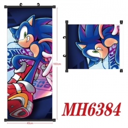 Sonic The Hedgehog Anime black Plastic rod Cloth painting Wall Scroll 40X102CM