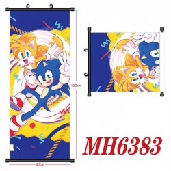 Sonic The Hedgehog Anime black Plastic rod Cloth painting Wall Scroll 40X102CM