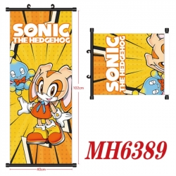 Sonic The Hedgehog Anime black Plastic rod Cloth painting Wall Scroll 40X102CM