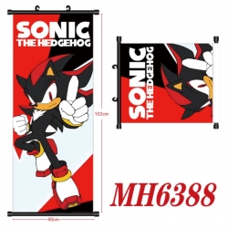 Sonic The Hedgehog Anime black Plastic rod Cloth painting Wall Scroll 40X102CM
