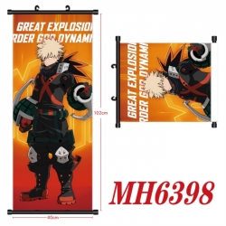 My Hero Academia Anime black Plastic rod Cloth painting Wall Scroll 40X102CM