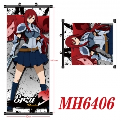 Fairy tail Anime black Plastic rod Cloth painting Wall Scroll 40X102CM