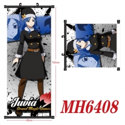 Fairy tail Anime black Plastic rod Cloth painting Wall Scroll 40X102CM