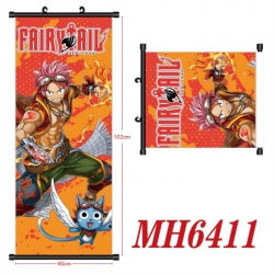 Fairy tail Anime black Plastic rod Cloth painting Wall Scroll 40X102CM