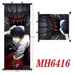 Jujutsu Kaisen Anime black Plastic rod Cloth painting Wall Scroll 40X102CM