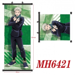 Jujutsu Kaisen Anime black Plastic rod Cloth painting Wall Scroll 40X102CM