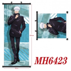 Jujutsu Kaisen Anime black Plastic rod Cloth painting Wall Scroll 40X102CM