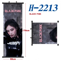 BLACK PINK Black plastic rod cloth hanging canvas painting Wall Scroll 60x170cm