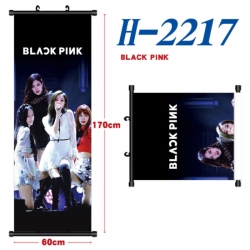 BLACK PINK Black plastic rod cloth hanging canvas painting Wall Scroll 60x170cm