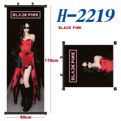 BLACK PINK Black plastic rod cloth hanging canvas painting Wall Scroll 60x170cm