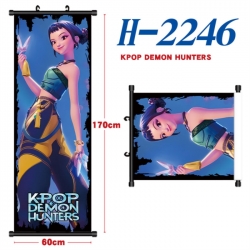 K-Pop Demon Hunters Black plastic rod cloth hanging canvas painting Wall Scroll 60x170cm