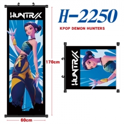K-Pop Demon Hunters Black plastic rod cloth hanging canvas painting Wall Scroll 60x170cm