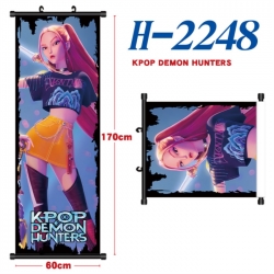K-Pop Demon Hunters Black plastic rod cloth hanging canvas painting Wall Scroll 60x170cm