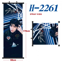 Stray Kids Black plastic rod cloth hanging canvas painting Wall Scroll 60x170cm
