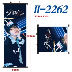 Stray Kids Black plastic rod cloth hanging canvas painting Wall Scroll 60x170cm
