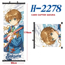 Card Captor Sakura Black plastic rod cloth hanging canvas painting Wall Scroll 60x170cm