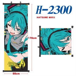 Hatsune Miku Black plastic rod cloth hanging canvas painting Wall Scroll 60x170cm