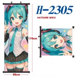 Hatsune Miku Black plastic rod cloth hanging canvas painting Wall Scroll 60x170cm