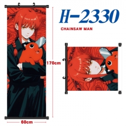 Chainsaw Man Black plastic rod cloth hanging canvas painting Wall Scroll 60x170cm