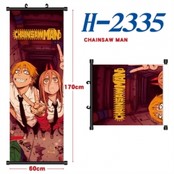 Chainsaw Man Black plastic rod cloth hanging canvas painting Wall Scroll 60x170cm