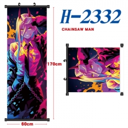 Chainsaw Man Black plastic rod cloth hanging canvas painting Wall Scroll 60x170cm
