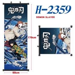 Demon Slayer Kimets Black plastic rod cloth hanging canvas painting Wall Scroll 60x170cm