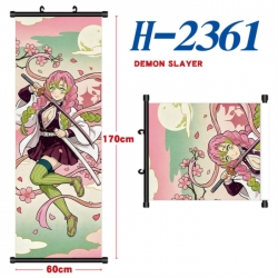 Demon Slayer Kimets Black plastic rod cloth hanging canvas painting Wall Scroll 60x170cm