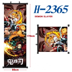 Demon Slayer Kimets Black plastic rod cloth hanging canvas painting Wall Scroll 60x170cm