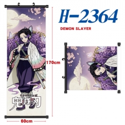 Demon Slayer Kimets Black plastic rod cloth hanging canvas painting Wall Scroll 60x170cm
