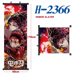 Demon Slayer Kimets Black plastic rod cloth hanging canvas painting Wall Scroll 60x170cm